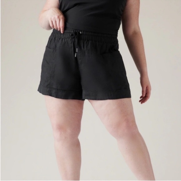 Athleta Cabo Linen Shorts Black Size 10 - Picture 4 of 10